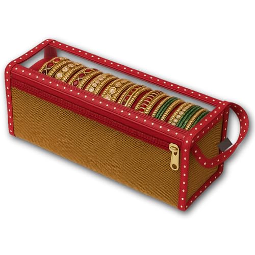 Image of Transparent PVC Single Rod Storage Bangle Pouch /Box for Women | Bangles, Jewellery, Chudi, Bridal Bracelets Organizer | (Set of 1) (Maroon)