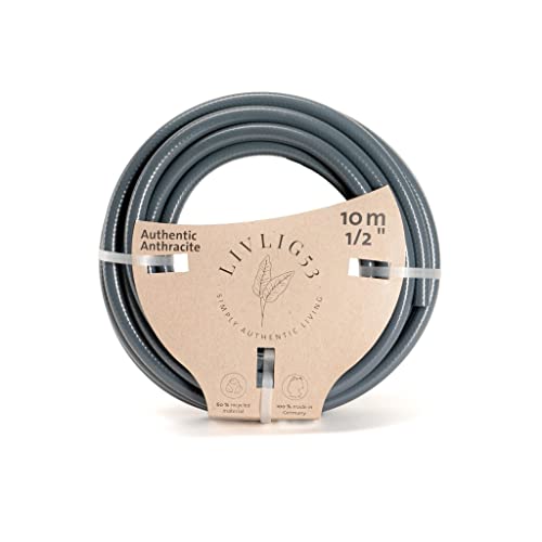 Livlig53 Gartenschlauch 10m 1/2" zoll, Wasserschlauch Made in Germany aus recyceltem Material. Farbe: Authentic Anthracite Cover