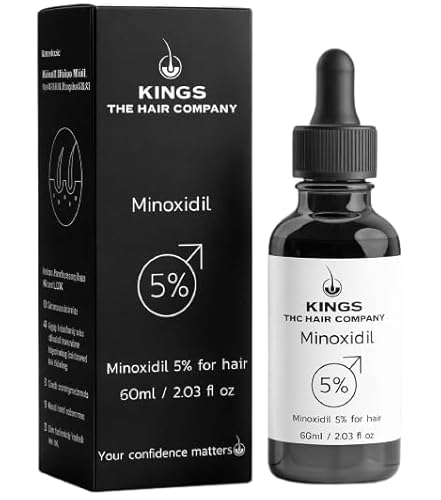 Kings Topical 5% Minoxidil for Men Alcohol-Free Formula - Fights Thinning, Male Pattern & Hereditary
