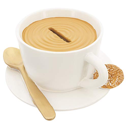 MIK Funshopping Spardose mit Schloss Kaffeetasse Kaffeekasse Geldgeschenk Geldverpackung, aus Polyresin 14 x 9 cm Cover