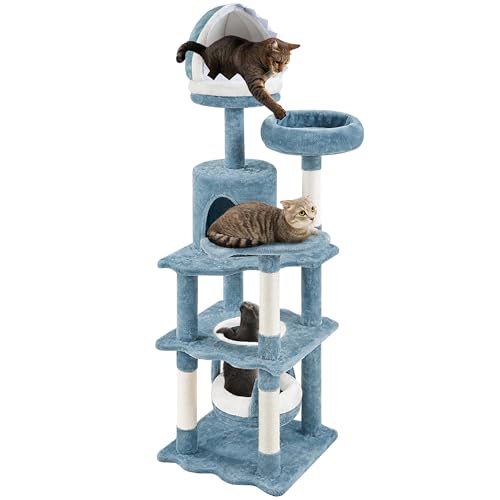 Árbol para gatos temático océano azul y blanco 61 in miniatura 1