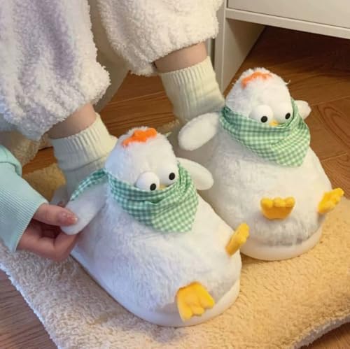 Image of Halemet Cute Chicken Slippers for Women Cartoon Animal Slippers for Women Cozy Plush Non-Slip House Slipper Indoor Outdoor