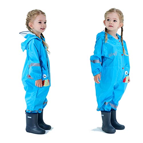 Kids One Piece Rain Suit Boys Girls Waterproof Rainsuit Toddler Rain Coat Coverall2