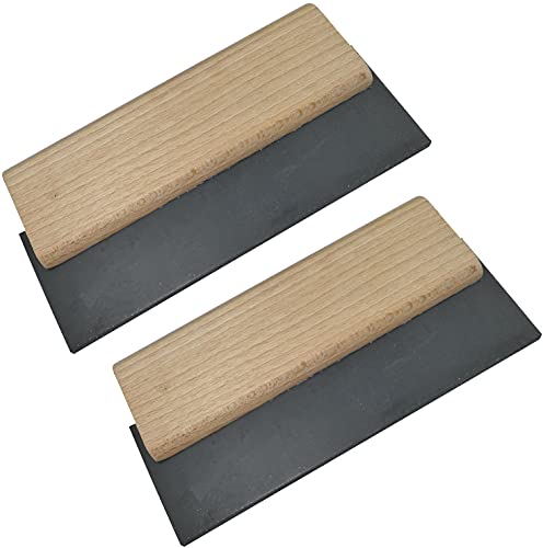 AERZETIX - C50034 - Lot de 2 - Spatule à joint raclette de carrelage en caoutchouc - 150mm - Platoir à joint - Manche en bois - Outillage pour faïence