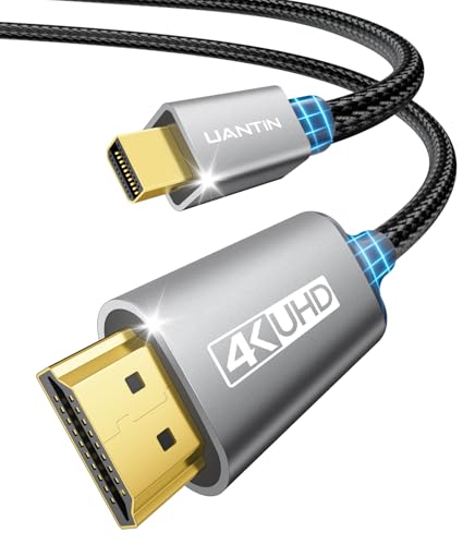 UANTIN Mini DisplayPort to HDMI Cable 6FT | 4K High-Speed Thunderbolt 2 (DP) to HDMI Braided Cord, Mini Display Port for MacBook Air/Pro. Mac mini, Surface Pro/Dock