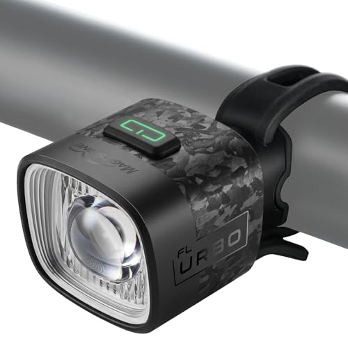Magicshine URBO 48g Ultralight Cut-off Bike Light Sleek Forged Carbon Ultra Bright Front Bicycle Headlight for Urban Commuting & Road Cycling IPX6 Waterproof Quick Release Mount 900mAh 14.5H Runtime