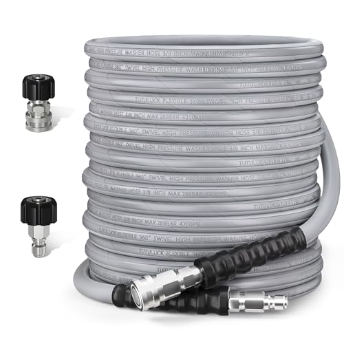 TUTULUCK Kink Resistant Pressure Washer Hose 100FT, 360°Swivel 3/8" Quick Connector, 4200 PSI High Power Washer Replacement With 3/8 Inch Quick Connect & M22 Fitting, Fit Most Pressure Washer