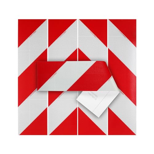 STROBO DIN 30710 Kfz Warnmakierung als Folie 141mm x 564mm selbstklebend reflektierend 2x Rechtsweisend 2x Linksweisend