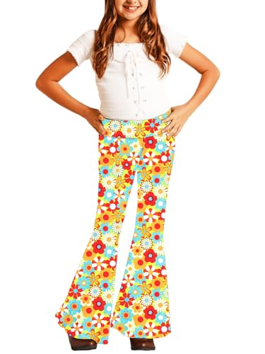 Image of Deerose Girls Halloween Hippie Bell Bottom Pants High Waist Flare Pants 5-14 Years
