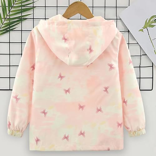 Girls Rain Jacket Lightweight Waterproof - Toddler Kids Water Resistant Cotton Raincoat Graphic Print for Outdoor Play4