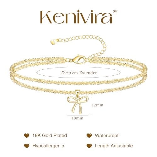 Image of Kenivira Sterling Silver Ankle Bracelets for Women,Gold Dainty Layered Waterproof Anklet for Women, Anklet Set Stackable Beach Gift Adjustable Size