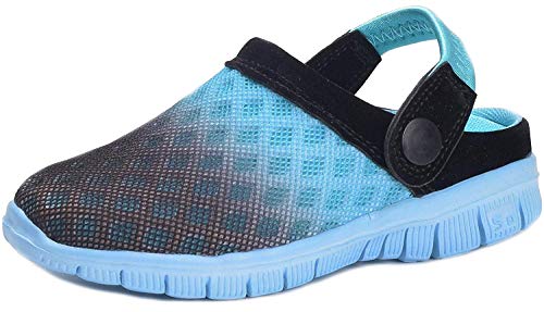 KVbabby Kids Clogs Slippers Sandals Girls' Boys' Garden Mesh Slipper Summer Beach Pool Slippers Clogs & Mules Non-Slip,Black-Blue
