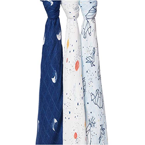 Image of aden + anais Silky Soft Swaddle Blanket, Ideal Newborn & Infant Swaddling Set, 3 Pack, Stargaze