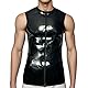 GREEFEI Latex Gummi Herren Tank Rundhalsausschnitt Front Zip T-Shirt,Männliches Latex Top Handgefertigte Maskerade Kostüme XXL