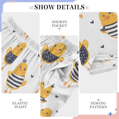ALAZA Cute Chickens with Hearts Pajamas Bottoms with Pockets Comfy Pjs Sleepwear Elastic Waistband Pajamas Pants Lounge Pants for 6-14 Years4