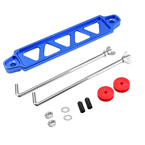 JNNJ Soporte Aluminio Para Bateria Coche, Soporte Montaje Batería Universal Aleación Aluminio, Soporte Aluminio Anodizado Para Baterías Automóviles, Para Correa Amarre Batería Del Coche(Azul)
