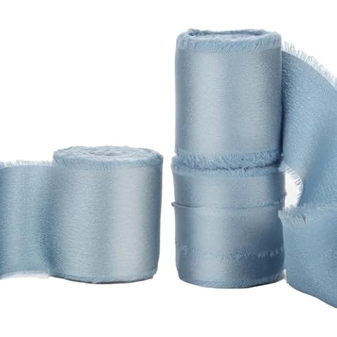 Korjokca Handmade Dusty Blue Chiffon Ribbon Cover