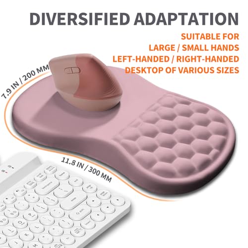 Image of Ergonomic Joint Wrist Support Mouse Pad with Memory Foam Cushion Massage Bump, Carpal Tunnel Pain Relief Mousepad Slope Design for Wrist Rest, 11.8x7.9 in, Thistle