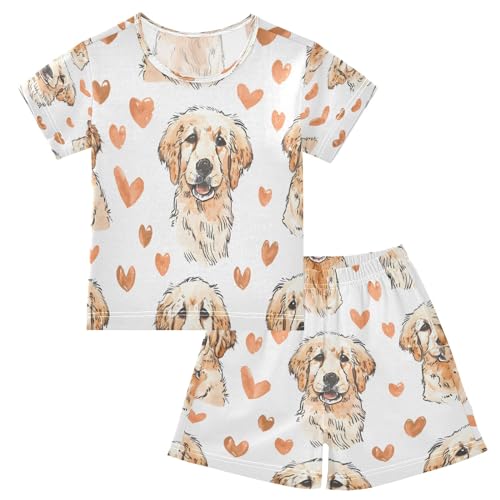 senya Golden Retriever Summer Pajamas Set Short Cotton Sleepwear 2 Piece