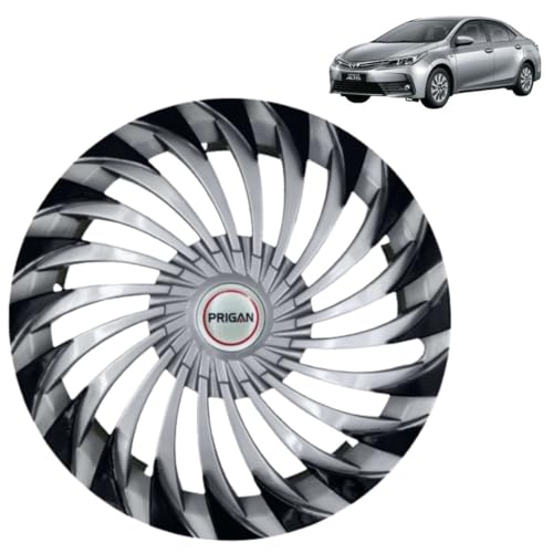 Image of PRIGAN Wheel Cover for ALTIS 15 Inch Silver Black Wheel Cap (Available in 15 Inch) (Set of 4 Pcs) (Press Fitting) Model- Swing DC-15