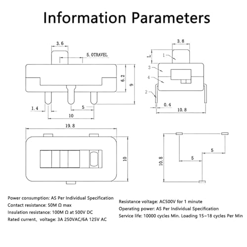 Interruptor de palanca para maquetas y proyectos de electrónica mini control de 2 posiciones 7