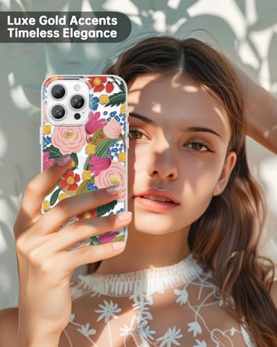 Coque iPhone 16 Pro MagSafe transparente SCORPIFY fleurs de Camélia or
