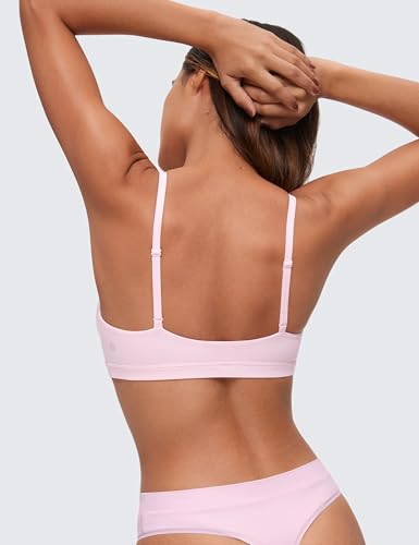 Image of CRZ YOGA Softhold Triangle Bralette | Double Lined, Light Support, Non Padded, Wireless, Casual, Ultra-Soft, V Neck, Adjustable Square Back, Everyday Bra for Women