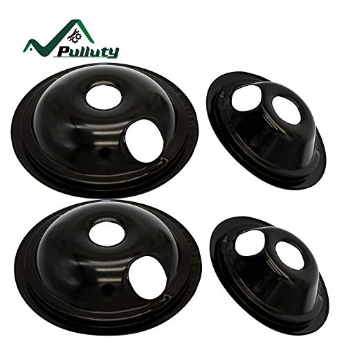 Pulluty Drip Pan Bowls Set WB31M20 and WB31M19 Porcelain Drip Pans -Replacement for GE Range Cooktop - 4 PACK