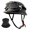 Motorcycle Helmet German Style Half Helmet Skull Cap Adult Men Women Shell Helmet, DOT Approved Retro Face Helmet for Cruiser Scooter Chopper (XL)