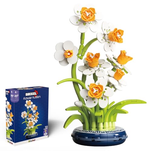 #sbabam Brixel Flower Fusion Bonsai Narcissus, Set Costruzione Fiori, 267 Pezzi, Altezza 21 cm, Mattoncini Colorati, Età 6+