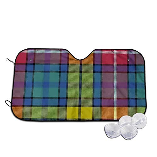 ブキャナン古代タータン 車用サンシェード 車窓日よけ カーシェード UVカット 遮光 断熱 日焼け防止 防紫外線 静電気 取付け簡単 吸盤2個付