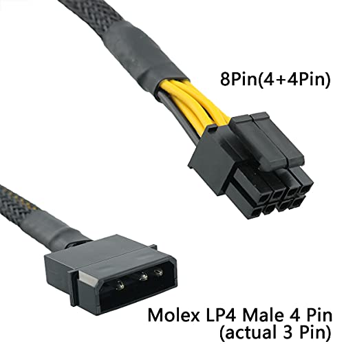 Adaptador de energía Molex Male a CPU 8(4+4) Pin 30cm miniatura 4