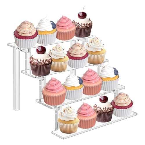 Recopilación de Exhibidor de cupcakes - solo los mejores. 43 KIOVINO Soporte de exhibición de postres y cupcakes de 4 niveles, Base para Pastel de Acrilico Multifuncional Base para Pasteles, para exhibir delicias horneadas y figuras, para...