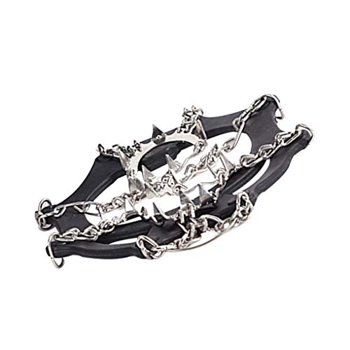 Vkospy 19 Zähne Schnee Klettern Schuh Spikes Anti-Rutsch-Schuhkralle Winter-EIS-Wanderschuhe Klampe Schnee Klampe Edelstahl Klampe, M, Schwarz schwarz