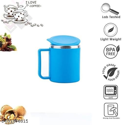 Image of Tea-Coffee Edition Premium Cup Set Coffee Cup with Lid Unbreakable Stainless Steel Coffee Mug Perfect for The Office&Home. VAI-P2415