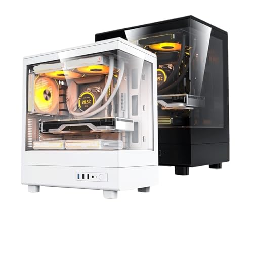 DB330M Gabinete para PC Desktop Micro-ATX, Panel Doble de Cristal Transparente 270°, USB3.0, Torre Media Gamer miniatura 1