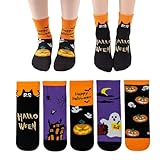 5組 ハロウィンソックス キッズ、面白い クレイジー コットン ソックス 男の子 女の子 ハロウィン 伸縮性 クルー ノベルティ ソックス 3~8歳 子供用, ミックスカラー, 6-8 Years