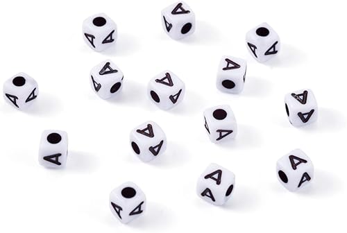 Miniatura 1 de 240 cuentas de acrílico opaco con forma de cubo de letras A, de plástico blanco, cuentas cuadradas sueltas del alfabeto de 0.157-0.197 in para
