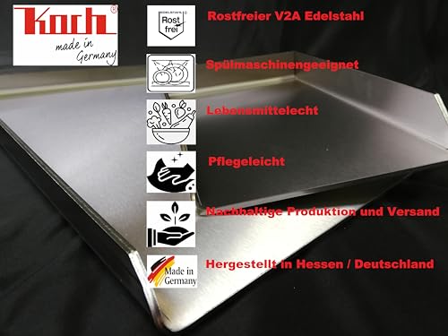 Plancha-Grillplatte KOCH 37 aus Edelstahl 36 x 27 x 4 cm