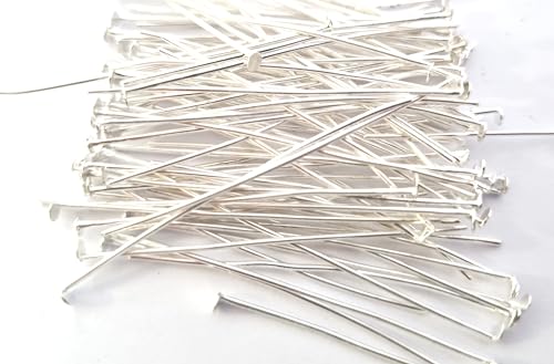 NIETSTIFTE 100 Stück Farbe silber 50mm Kopfstifte Schmuckzubehör basteln Kettelstifte #S044