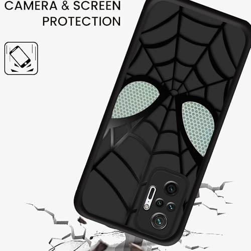 Image of Stylish Spider Back Case Cover Compatible for Mi Redmi Note 10 Pro /Pro Max | Spidey Face Mask Case | Soft Silicone | Camera & Full Body Protection | Shock Proof | (Black)
