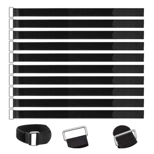 10 Stück Wiederverwendbare Klett Kabelbinder 50 Cm X 2 Cm Kabel Klettband Schwarz Nylon kabelbinder Klettverschluss Mit Metall-Öse - Klettverschluss Für Kabelmanagement Und Mehr
