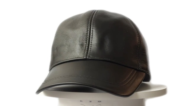 Real Genuine Sheepskin Leather Baseball Cap Hat Sports Visor Black