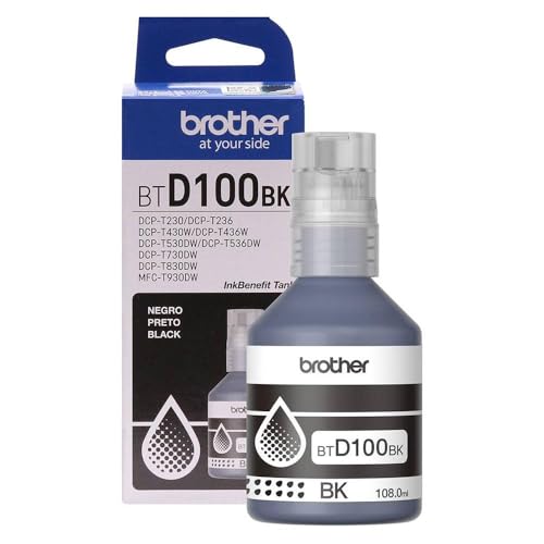 Brother BTD100BK Tinta Preta Original para Impressoras Tanque de tinta, Rendimento de até 7.500 Páginas