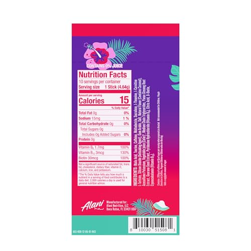 Image of Alani Nu HAWAIIAN SHAVED ICE, Energy Sticks Drink Powder, 200mg Caffeine, Pre Workout Performance with Antioxidants, On-The-Go Drink Mix, Biotin, B Vitamins, Zero Sugar, 5 Calories, 10 Pack