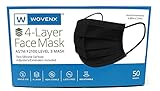 Wovenx - FDA Registered, ASTM Level 3 Black Face Mask, 4 Ply, Box of 50 (Black), 4 Layer