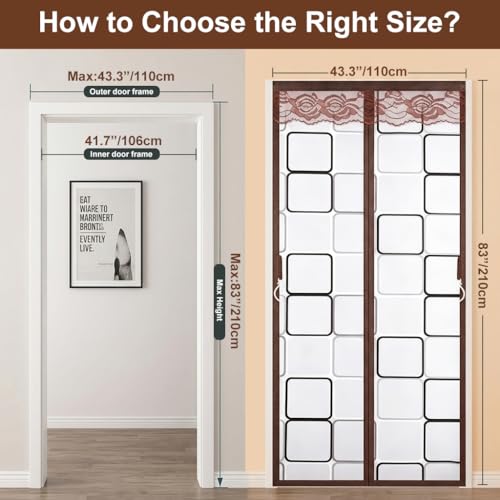 Image of HASTHIP Mosquito Net for Doors with Magnet, Insulated PVC Door Mosquito Net Magnetic with Self Adhesive Hook and Loop Strip, Windproof Dustproof Privacy Door Curtain for Kitchen Doorway, 110x210cm