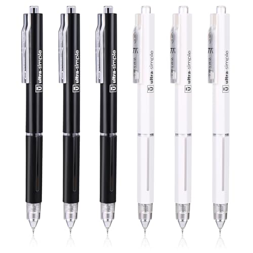 Set 6 bolígrafos gel 0.38mm negro retractil M&G