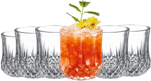 Image of Premium 280 ML Water & Juice Drinking Glasses Set of 6 Vintage Glassware Set for Juice, Cocktail, Mocktail,Whisky All Beverages Everyday Uses for Gift (6, MT-12)