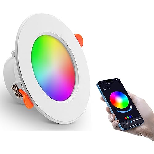 1Pack 4.5 Inch 15W Smart APP Ultra Slim Dimmable LED Recessed ceiling Lights,RGBW DIY Scenes Million Color Changing Tunable Modes,Timer,memory function LED Down light Compatible Alexa & Google 1Pack 4.5 Inch 15W Smart APP Ultra Slim Dimmable LED Recessed ceiling Lights,RGBW DIY Scenes Million Color Changing Tunable Modes,Timer,memory function LED Down light Compatible Alexa & Google